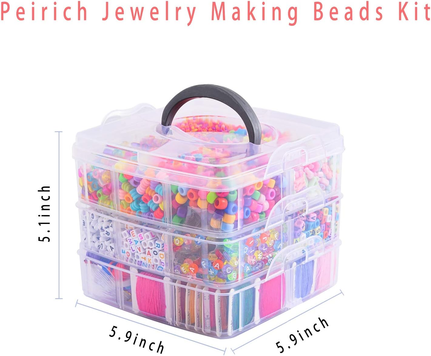 Peirich Jewelry Making Bead Kits, Includes 44 Colors Embroidery Floss with  3-Tier Organizer Storage Box with Threads, Over 4900 Beads for Friendship  Bracelets, Jewelry Making Christmas Birthday Gift 