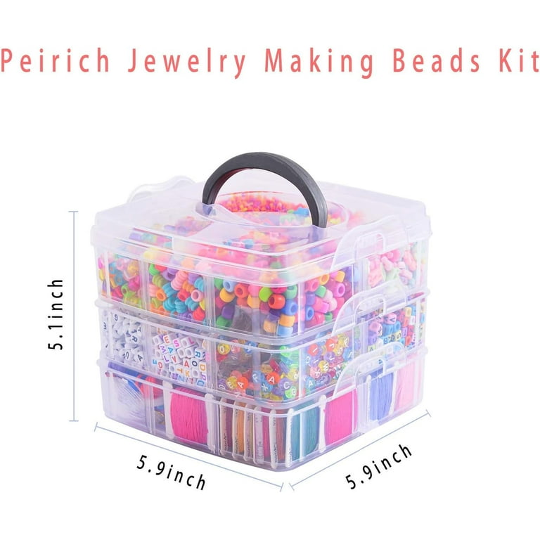 Peirich Jewelry Making Bead Kits, Includes 44 Colors Embroidery Floss with  3-Tier Organizer Storage Box with Threads, Over 4900 Beads for Friendship  Bracelets, Jewelry Making Christmas Birthday Gift 