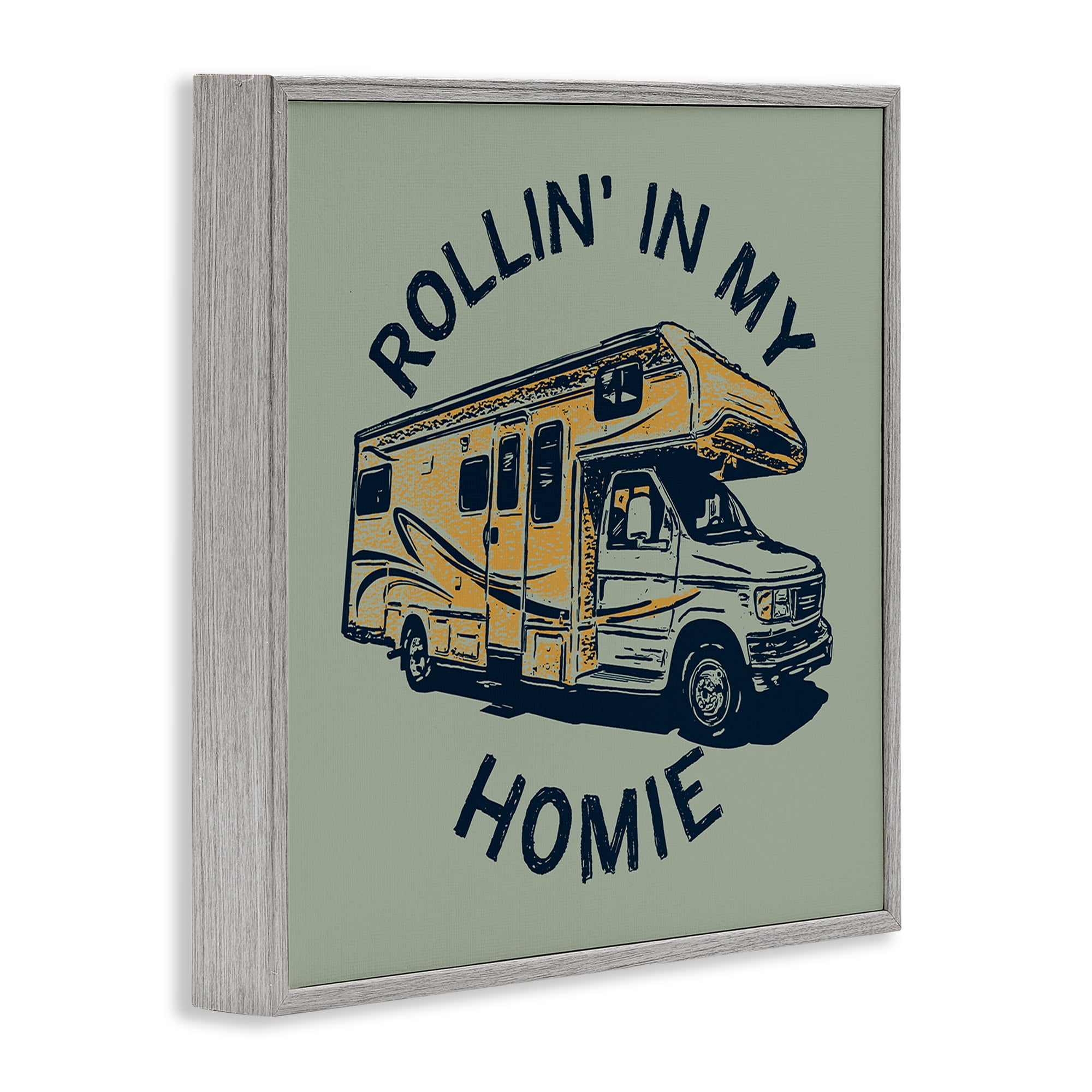 Stupell Industries Rollin' In My Homie Transportation Painting Gray Framed Art Print Wall Art, 24 x 24
