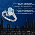 thumbnail image 2 of Gem Stone King 925 Sterling Silver Swiss Blue Topaz White Moissanite Ring for Women (1.78 Cttw, Heart Shape 6MM, Gemstone November Birthstone, Size 9), 2 of 6