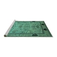 thumbnail image 2 of Ahgly Company Machine Washable Indoor Square Oriental Turquoise Blue Industrial Area Rugs, 7' Square, 2 of 4