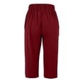 thumbnail image 3 of Women's Capri Pants S-2XL Elastic Band Casual Cropped Trousers Summer High Waisted Lounge Pants with Side Pockets Wine XL, 3 of 6