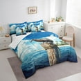 thumbnail image 3 of Manfei Wildlife Daigo 7-Piece Bedding Comforter Set,Ocean Theme King Bedding Sets,Marine Animal Ultra Soft Bed Sheets,Breathable Sea Room Decorative,Reversible, 3 of 7