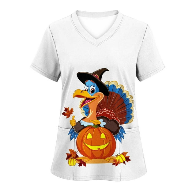 Women's V-neck Short Sleeved Pocket Workwear Top Bargain