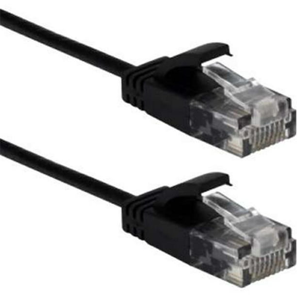 QVS CC715S-10BK 10 Pi Minces Fil de Patch Noir Économiseur d'Espace Ethernet de Gigabit de CAT6