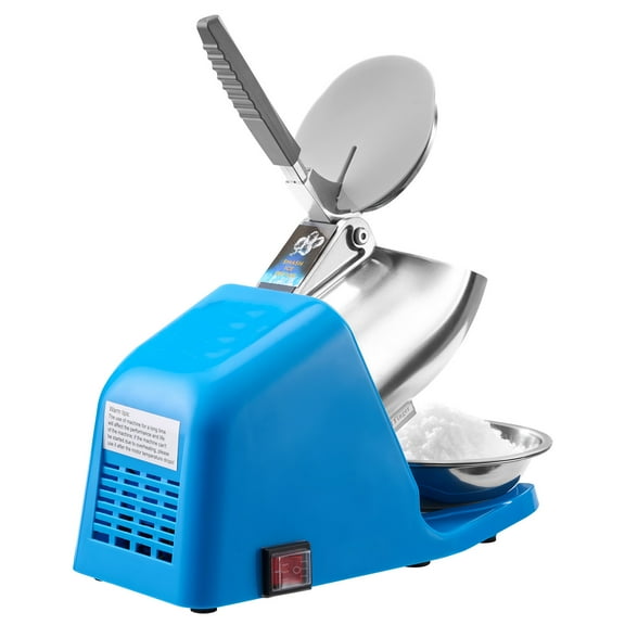 KFFKFF Electric Ice Crusher Machine, 286lbs/hr Snow Cone Maker with 4 Blades, Stainless Steel Shaved Ice Machine with Bowl and Cover, 300W 2000RPM for Home and Commercial Applications, Blue