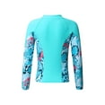thumbnail image 4 of CHICTRY Girls Rash Guard Set Long Sleeve Zipper Tops with Strappy Crop Top Briefs for Beach Pool Swimming A Leaf 8, 4 of 7