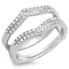 Dazzlingrock Collection 0.30 Carat (ctw) 10K Round Diamond Ladies Wedding Enhancer Guard Ring 1/3 CT, White Gold, Size 6