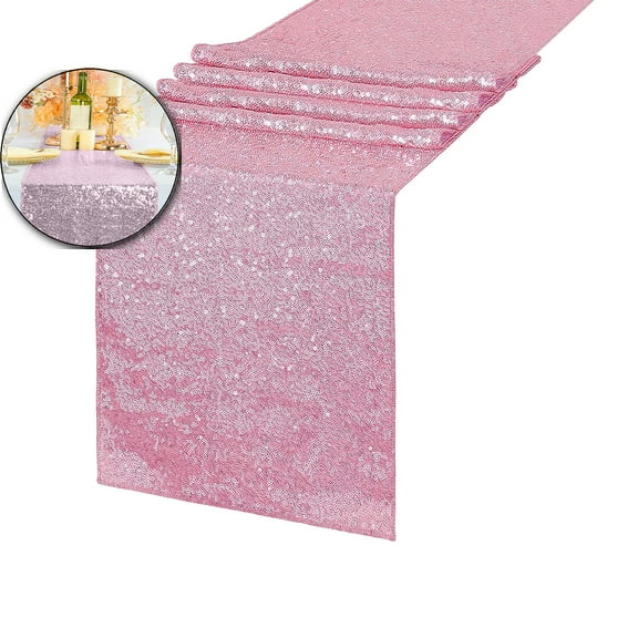 VQPeo Rectangle Sequin Table Runner, Glitter Table Flag, Table Decoration for Wedding Party Birthday(Pink)