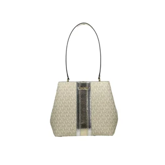 Michael Kors Cream Monogram Adjustable Belt Bag with Brown Stripe MICHAEL Michael Kors Adjustable Logo Belt Bag With Stripe  main image 4
