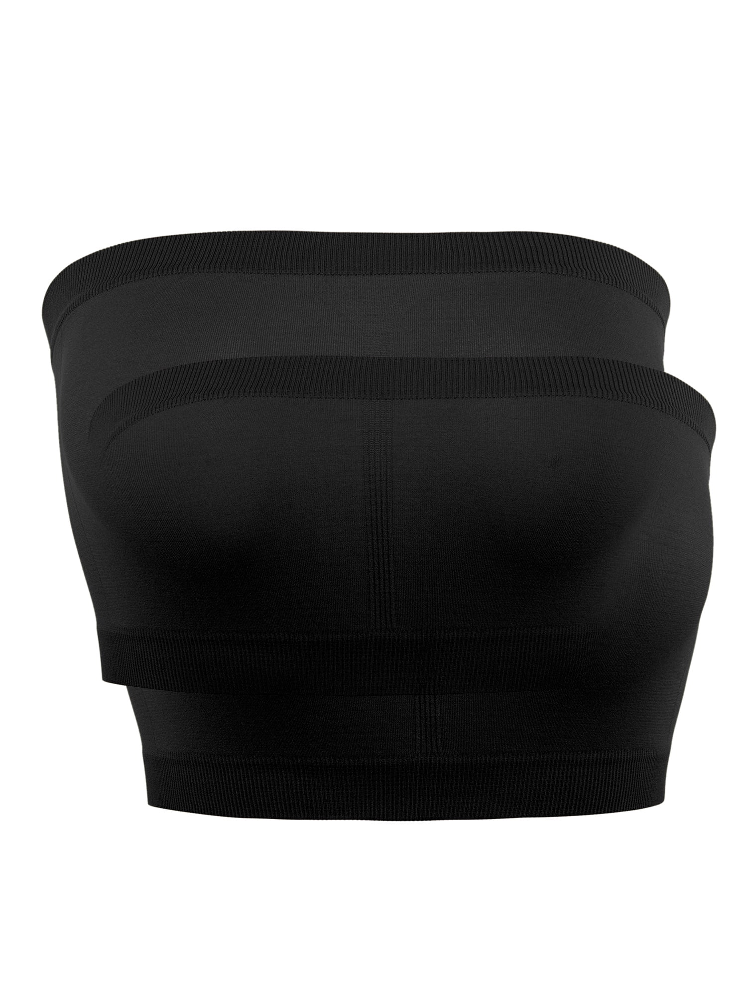 2 Pack of Women's Bandeau Bra Basic Seamless Bra Crop Tube Top Bandeau