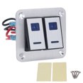 thumbnail image 2 of Car RV Modification Switch Panel Rocker Switch Panel 2 Gang On Off Toggle Switch Panel Waterproof Car RV Yacht Modification Panel Silver Oxide  With Blue LED Light, 2 of 8