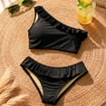 thumbnail image 1 of Traje de Baño Dos Piezas Mujer Top Un Hombro Con Volantes negro Extra Grande, 1 of 5