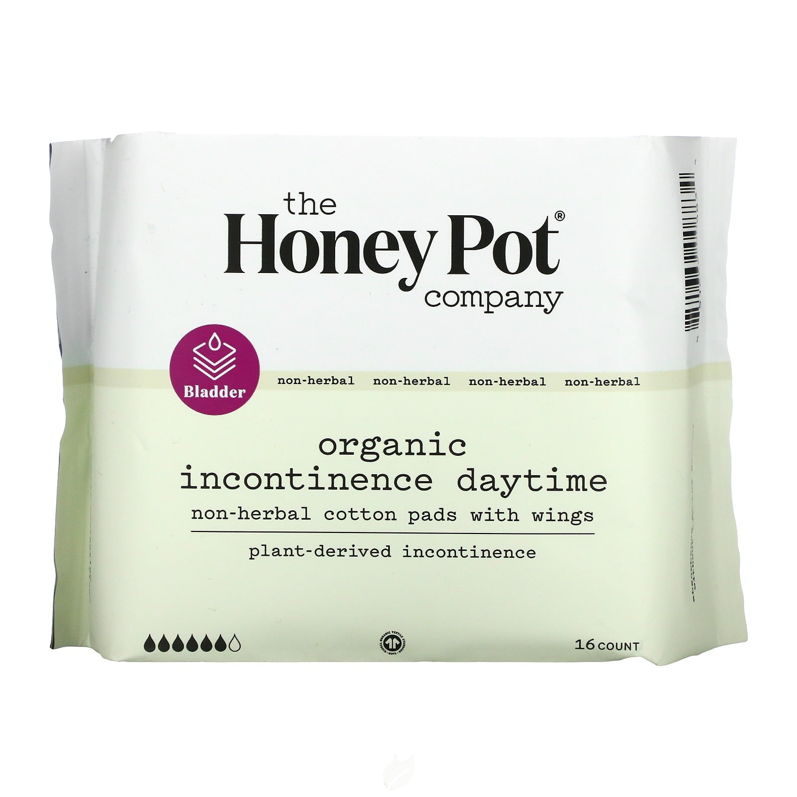 The Honey Pot Company, NonHerbal Cotton Pads With Wings, Organic