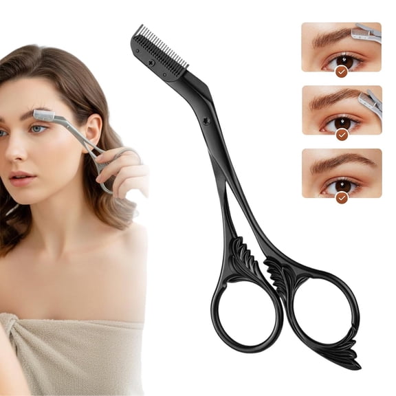 Professional Eyebrow Grooming Tool, Black, 14*5, 1 Piece - Eyebrow Trimmer Scissor with Comb Eyebrow Scissors for Women Stainless Precision Eyebrow Cutter Removal Makeup Tool for W Makeup Organizers