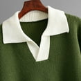 thumbnail image 4 of Qulqfy Women's Sweaters Green Knit Long Sleeve Pullover Lapel Collar Casual Work Shirts Light Sweaters for Women Fall Free, 4 of 5