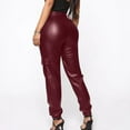 thumbnail image 4 of WTXUE Cargo Pants, Leather Pants Women's Faux Leather Loose Solid Pant High Waist Baggy Jogger Pant with Pockets, Womens Trousers Pantalones De Mujer Pantalones De Mujer, Red, 4 of 7