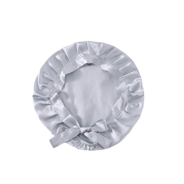 Adultos Lady Nightcap con banda elástica Gorro de dormir Envoltura ajustable Sombrero de dormir de pelo largo Hogar Dormitorio Dormitorio Juegos de accesorios de baño Gris-plata tamaño libre Inteprter HA1847-02