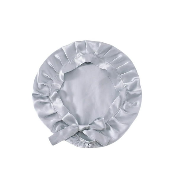 Wosthever Gorro de dormir, gorro térmico ajustable para el cuidado del cabello, gorro portátil para dormir de pelo largo, tocado para baño, Juegos de accesorios de baño Gris-plata tamaño libre