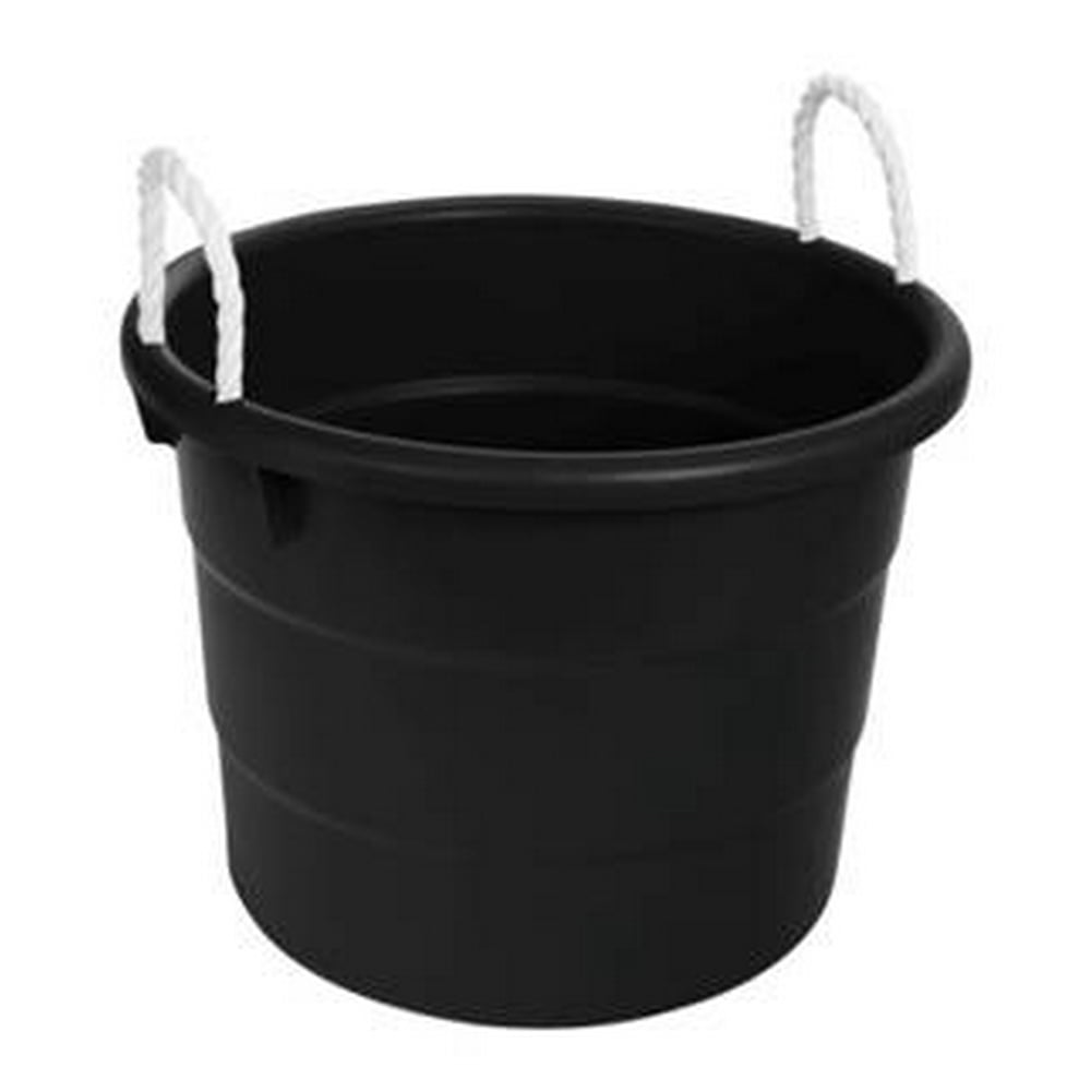 Mainstays 17Gallon Plastic Utility Tub with Rope Handles, Black, Set