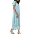 thumbnail image 4 of Noche de Victoria para Mujeres INSPIRE CHIC con Volantes, Manga Corta, Cuello con Cinta, Camisón de Pijama, Vestido de Sueño, Azul, 4 of 5