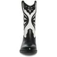 thumbnail image 4 of Steve Madden Laredo-M Black/White Western Cowboy Stacked Block Heel Ankle Boots (Black/White, 7), 4 of 6