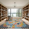 thumbnail image 2 of ODIKA 9'x12' Washable Area Rug Bedside Sequence Hopscotch Storybook Maze Featuring Block Retro for Great Room, Indoor Concept, Large Living Low Pile, Flatwoven, 2 of 7