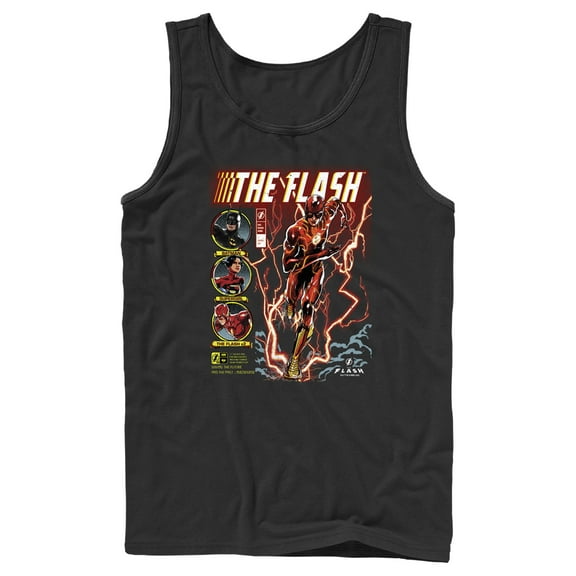 Men's The Flash comics Cover Barry Allen Tank Top Black Large