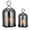 Black, variant on Glasseam Set of 2 Gold Metal Glass Hurricane Lantern: Farmhouse Style Candle Holders with Clear Dome for Pillar Candles, Tabletop or Hanging Decor (S/L)