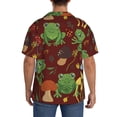 thumbnail image 3 of Balery Frogs and Mushrooms Camisa Casual de Manga Corta con Botones para Hombre, Texturizada, Estilo Cubano, para Playa, Verano-X-Large, 3 of 5