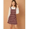 thumbnail image 3 of INSPIRE CHIC Women's Plaid Button Decor A-Line Pinafore Overall Dress, 3 of 7