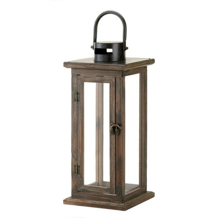 Home Decorative Rustic-Style Wood Candle Lantern - 16 inches