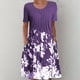 thumbnail image 2 of Vestidos estampados florales plegables de manga corta con cuello redondo informal de verano para mujer Fridja qw2803, 2 of 9