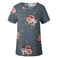 thumbnail image 3 of Guardurnaity Camiseta de mujer con estampado de manga corta con cuello Blusa casual Prendas para la parte del cuerpo Gris L, 3 of 5