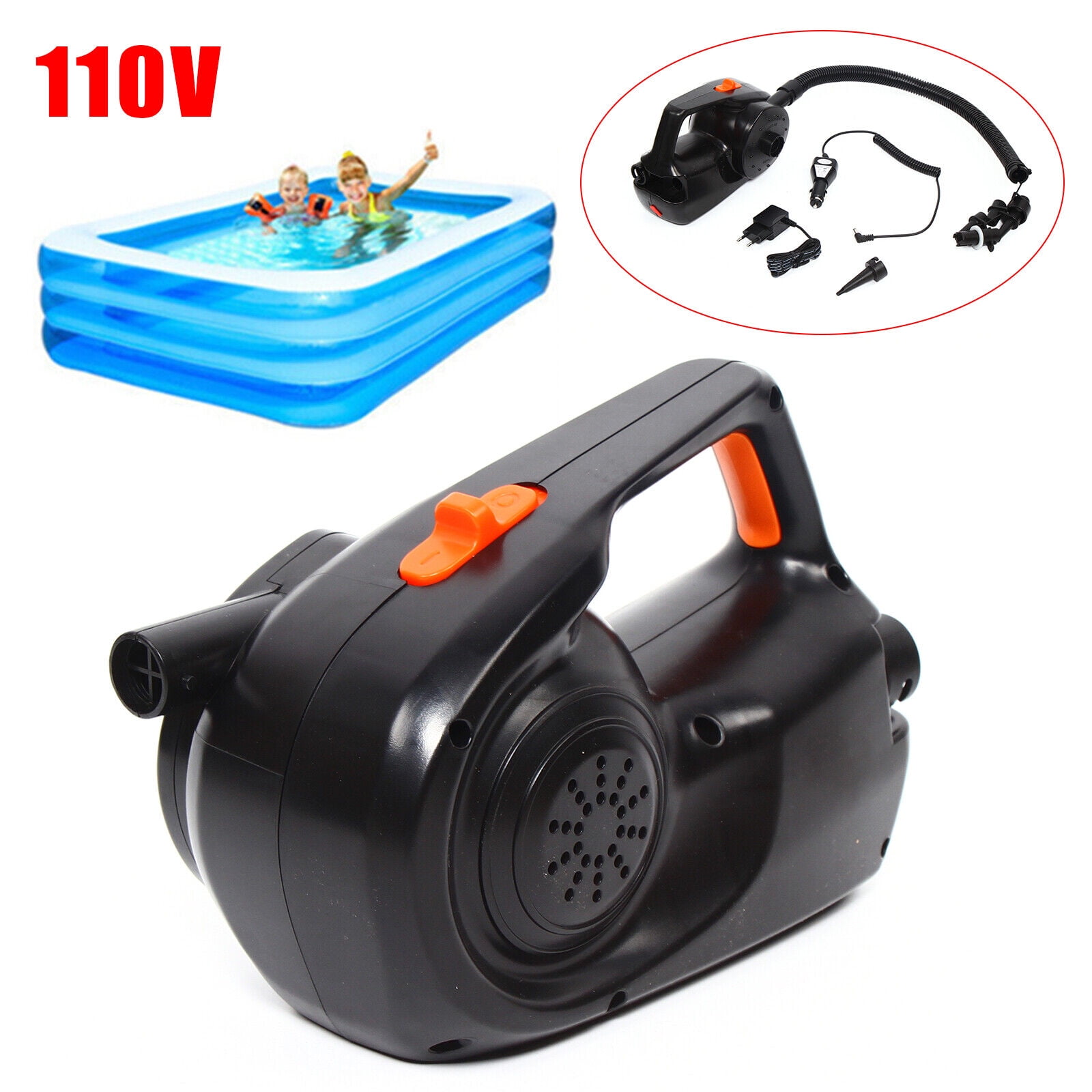 Miumaeov 80W Electric Inflatable Air Pump Kayak Boat Pool Cushion Bed Inflator Machine Dualuse