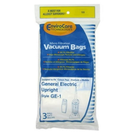 Ge Vacuum Cleaner GE/Wal-Mart GE-1 Upright Vacuum Cleaner Bags - Generic - 3 pack, Manufacturer Part No.: 155 By General Electric,USA ()
