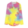 thumbnail image 4 of hxobax Womens Tie Dye Tunic Top for Leggings Pullover Long Sleeve Crewneck T Shirts Casual Blouses, 4 of 5