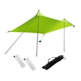 thumbnail image 2 of Toldo de playa con protección solar, cuerdas resistentes al viento, aislamiento térmico, refugio solar exterior con 2 postes para artículos esenciales Verde, 2 of 8