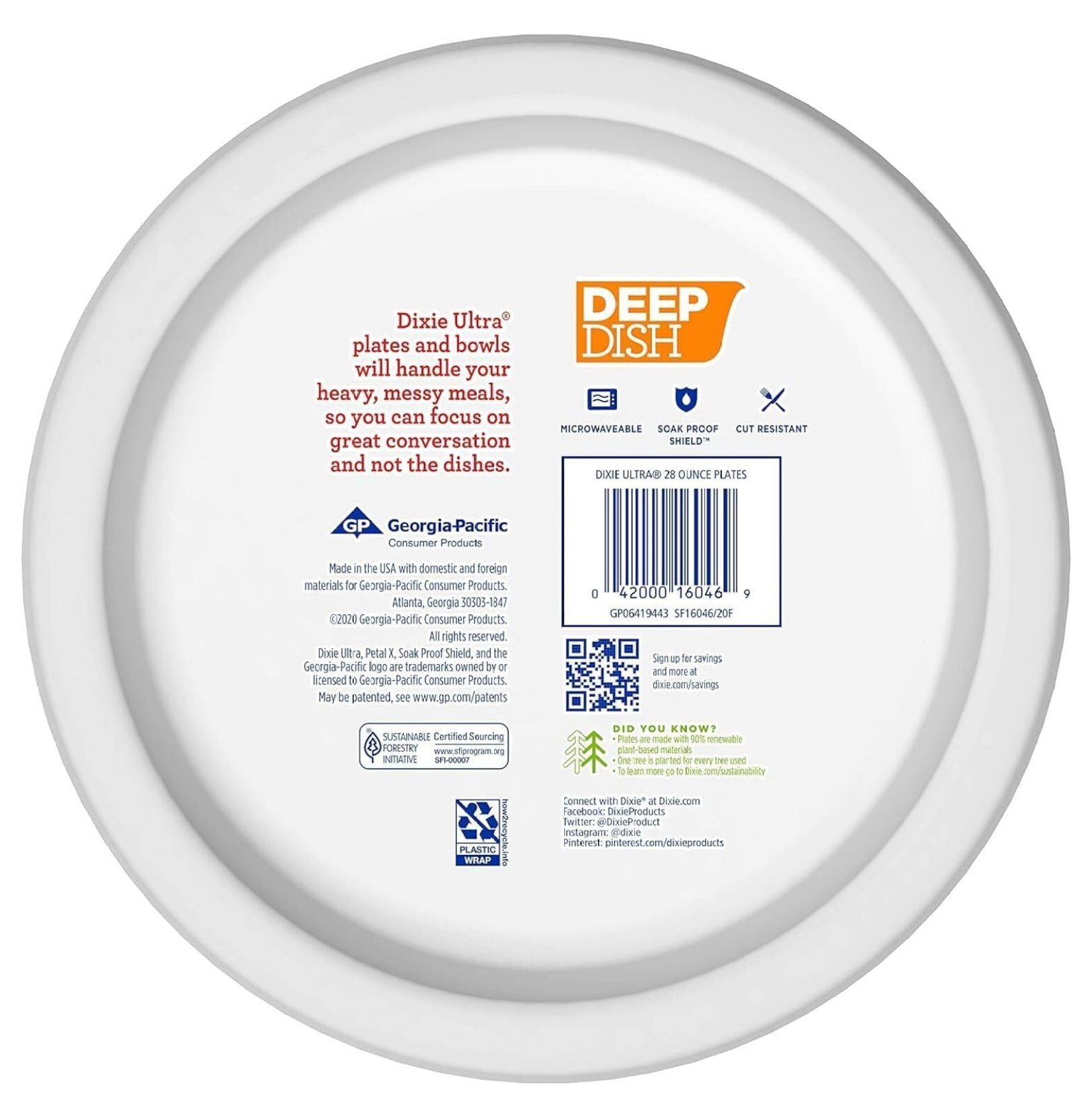Ultra Deep Dish Paper Plates 9 9/16 Inches, 40ct / Pack, 4 Packs