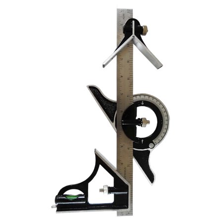 Square Head Protractor 12 Inch Combination Square with Protractor, Center Head, Level, Ruler & Handle (PRECISE: TM-12720) :(Units= 5) ()