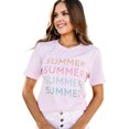 thumbnail image 2 of ABPHQTO Camiseta informal redonda de manga corta con estampado de VERANO rosa para mujer, 2 of 5