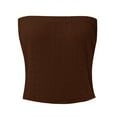 thumbnail image 4 of DondPO Ruffled Tube Tops Strapless Babydoll Top Women Strapless Eyelet Embroidery Tube Tops Strapless Shirt Tube Tops For Women Brown XL, 4 of 5