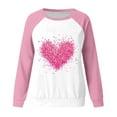 thumbnail image 3 of Cameland Rabais Saint-Valentin Femmes Mignon Rouge Cœur Graphique T-Shirts Raglan Manches Longues Col Rond Chandails en Molleton Ample Décontracté Tops Rose, 3 of 3