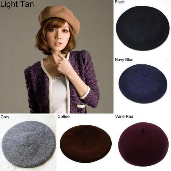 Zhaomeidaxi Wool warm beret ladies classic pure color sweet cold-proof fashion French beret wool felt Women Cap Gift Casual