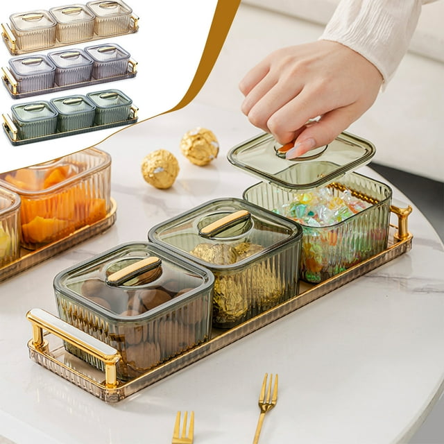 Vaidha Fruit Tray Clear Snack Display Tray Candy Snack Tray Nut And Dried Fruit Storage Box Snack Tray For Kitchen And Party Food And Pantry Organization
