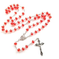 Tmboryuu Acrylic Crystal Beads Necklaces Catholic Rosary Beads Crucifix Cross Necklaces for Women Prayer Gift Religious Jewelry