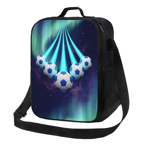 Soccer Lunch Box,Football Reusable Lunch Bag For Women Men Football Insulated Meal Bags Portable Cooler Lunch Tote Bags For Office Travel Picnic Beach