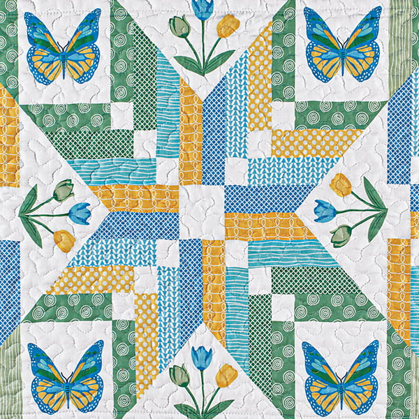 Details about   Vibrant Star Patterned Patchwork Butterfly Quilt 