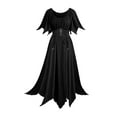 thumbnail image 2 of Fewfanhot Halloween Dresses for Women Gothic Chic Dress: Wine & Black Color-Block Bubble Sleeve Dress with Corset Waist, 2 of 6