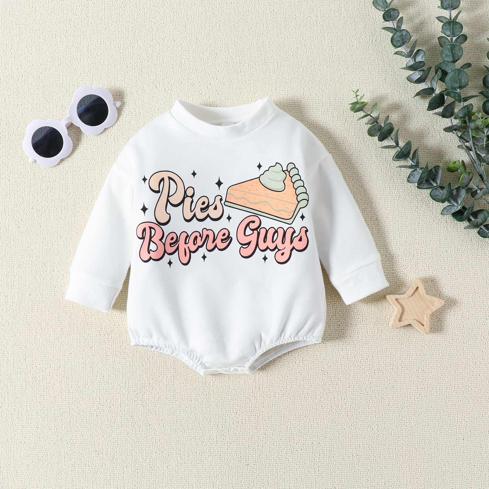 Baby Boys Girls Long Sleeve Letter Cartoon Printed Romper Clothes Cute ...